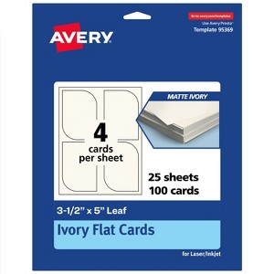Avery Leaf Flat Cards, 3-1/2" x 5", Matte Ivory, 100 Total - 1 of 4