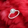 Slickblue Women's Polished Stainless Steel CZ Halo Ring - Clear Round Stone Engagement Ring, Sizes 5-10 - 2 of 4