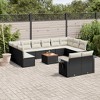 vidaXL 13 Piece Patio Sofa Set with Cushions Black and Cream Poly Rattan - 2 of 4