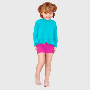 City Threads USA-Made Swim Peplum UPF 50+ Long Sleeve Girls Rashguard Tee - 1 of 4