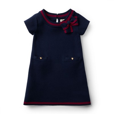 Hope & Henry Girls' Milano Tipped Sweater Dress (Navy, XX-Small)