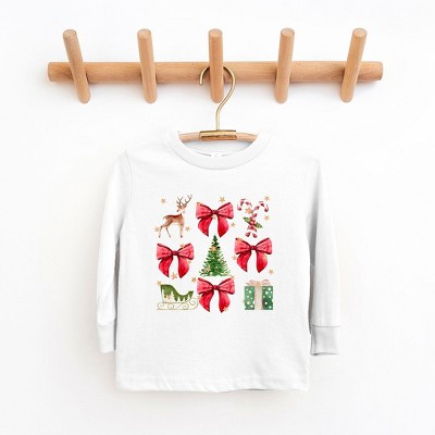 The Juniper Shop Coquette Christmas Collage Toddler Long Sleeve Tee