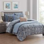 8pc Valore Medallion Coordinating Comforter and Quilt Set Blue - VCNY