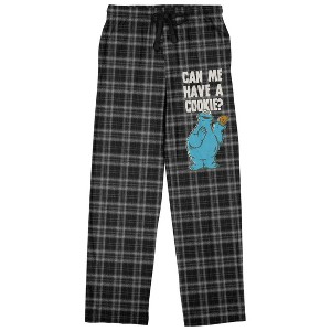 Sesame Street Cookie Monster Men's Plaid Flannel Pajama Pants 'Can
