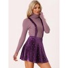 Allegra K Women's Velvet Star Printed Adjustable Strap High Waist Suspender Skirt - 3 of 4