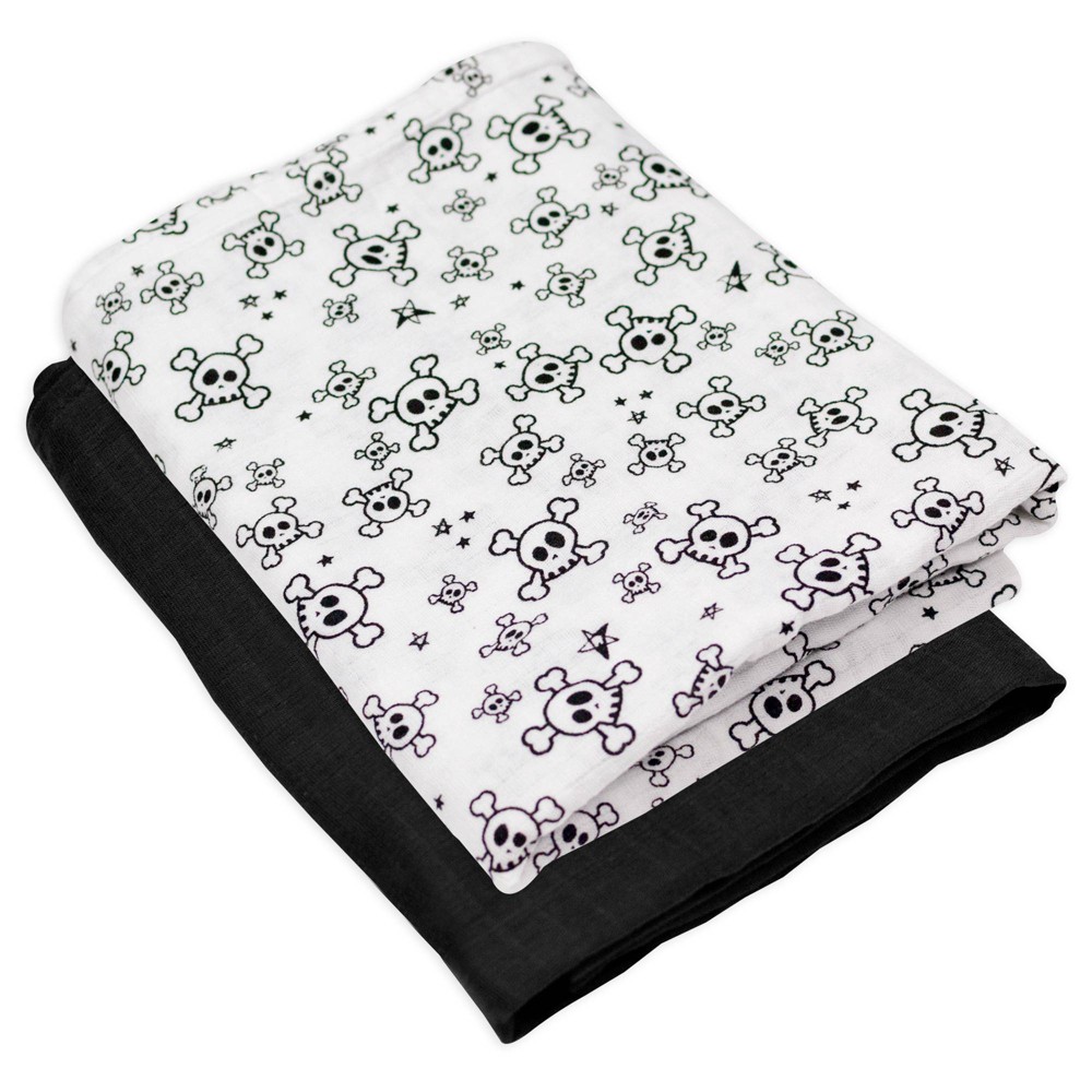 Honest Baby Organic Cotton Muslin Swaddle Blankets - Tossed Skulls 2pk -  79508263