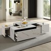 Modern 47.2" Rectangular Coffee Table - Sliding Top with 2 Drawers & 2 Hidden Compartments, MDF Construction for Living Room - 3 of 4