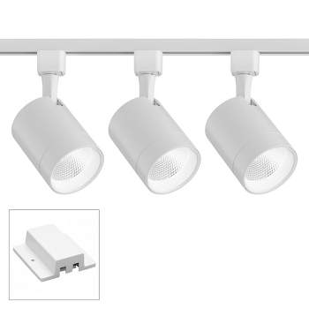Pro Track 3-Head 15W LED Ceiling Track Light Fixture Kit Floating Canopy Spot Light Dimmable White Modern Cylinder Kitchen Bathroom Dining 48" Wide