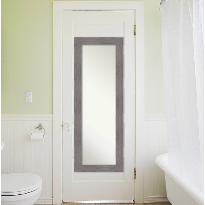 Silver Full Length Bathroom Mirror with Pinstripe Plank Frame