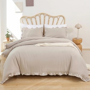 BAGOKIE 3 Piece Ruffle Comforter Set for All Season - 1 of 4