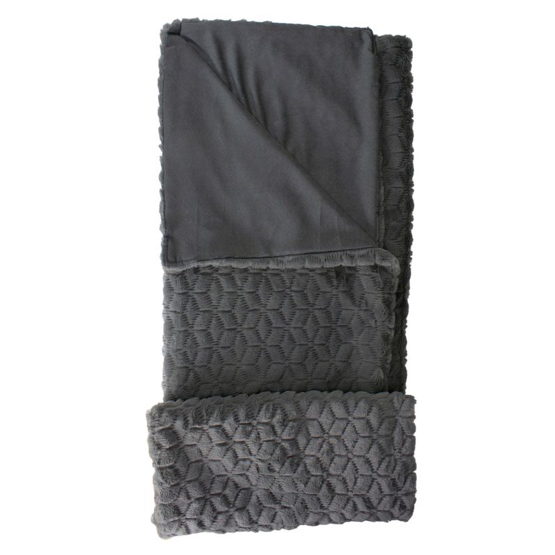 Northlight Dark Gray Ultra Plush Faux Fur Throw Blanket 55" x 63", 4 of 5