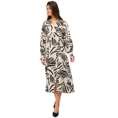 ellos Plus Size Long Sleeve Surplice Dress With Side Slit