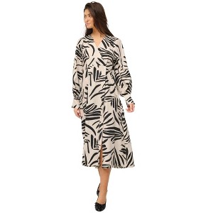 ellos Plus Size Long Sleeve Surplice Dress With Side Slit - 1 of 3