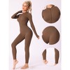 Allegra K Women's Stand Collar Ribbed One Piece Workout Fitness Full Body Shapers with Front Zipper - 3 of 4