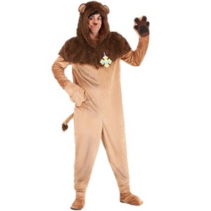 HalloweenCostumes.com Plus Size Wizard of Oz Cowardly Lion Costume for Adults, Cozy Lion Jumpsuit for Halloween Couples Costumes - 1 of 4