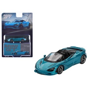 McLaren 750S Spider Belize Blue Metallic Limited Edition 1/64 Diecast Model Car by Mini GT - 1 of 4