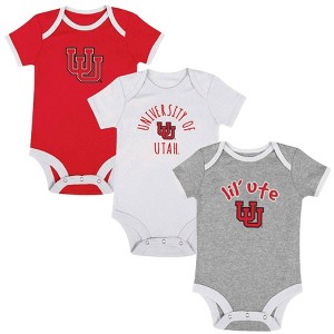 NCAA Utah Utes Infant Boys' Short Sleeve 3pk Bodysuit Set - 1 of 4