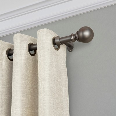 Cordelia Antique Pewter Adjustable Curtain Rod with Globe Finials, 86"-120"