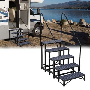 Portable RV Stairs with Handrail, Non-Slip RV Ladder with Rubber Mats for Travel Trailers, Campers, Hot Tubs, Porches & Poolside Use - 1 of 4