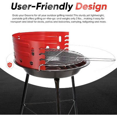 GasOne 16-inch Portable Charcoal Grill – Barbecue Grill with 4 Levels for Flame Control – Dual Venting System – for Backyard, Camping, Boat