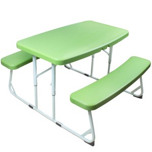 SKONYON Kids Picnic Table Set with 2 Benches Durable Steel Frame for Indoor Outdoor Use - 1 of 4