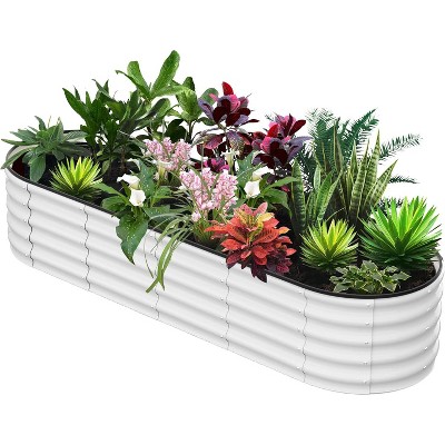 coucheta Galvanized Raised Beds for Outdoor, Oval/Round Raised Garden Bed with Open Base, Planter Raised Boxes for Outdoor Vegetables & Flowers