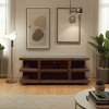 64" TV Stand with Three Shelves, Open-Ended Frame, Block Legs, and Cable Management, Bourbon Finish, No Assembly Required for Living Room - 3 of 4