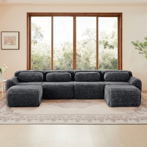KWPZQEB Modular Sofa, Modern Plush Sectional Sofa with Deep Seat & Pillows, 2/3/4-Seater Comfy Couches w/ Anti-Slip Design for Living Rooms, 4 Color - 1 of 4