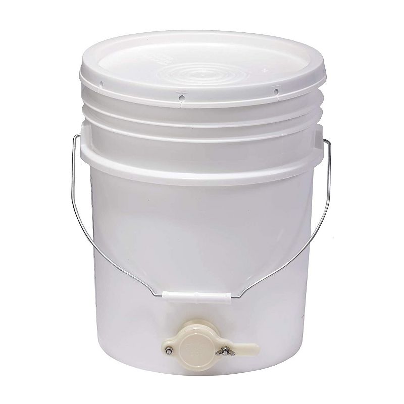 Little Giant 5 Gallon BKT5 Plastic Honey Extractor Bucket with Tight Fitting Lid and Honey Gate Tool for Beekeeping Harvesting, White (3 Pack), 2 of 5