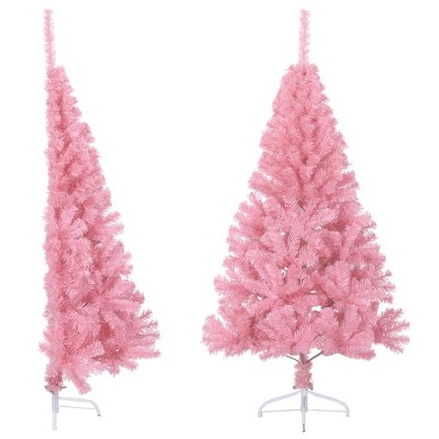 vidaXL Artificial Half Christmas Tree with Stand Pink 4 ft PVC