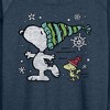 Women's - Peanuts - Snoopy Woodstock Skate Lightweight French Terry Wide Neck Long Sleeve Shirt - 2 of 4