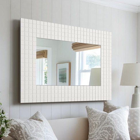 Dovelina Rectangular Wooden Wide Edge Decorative Wall Mirror - 36