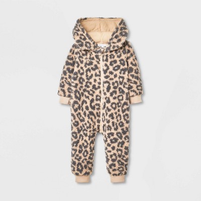 Grayson Mini Baby Sherpa Hooded Jumpsuit - Brown Newborn
