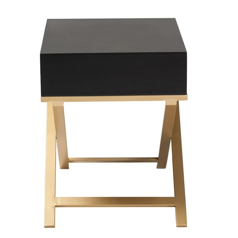 Baxton Studio Lilibet Modern Glam and Luxe Black Finished Wood and Gold Metal 1-Drawer End Table, 5 of 10