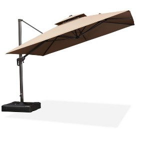 PURPLE LEAF Cantilever Outdoor Umbrella with Base Large Patio Hanging Double Top Square Offset Umbrella 360° Rotation - 1 of 4