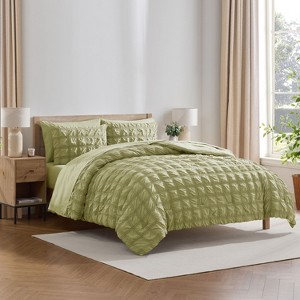 Nestl Bed in a Bag, 7pc Comforter Set Seersucker Design, Modern Comforter Sets with Sheets, Bed in a Bag Bed Set - 1 of 4