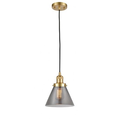 Cone - 1 Light Cord Hung Mini Pendant In Industrial Style-10 Inches Tall and 8 Inches Wide