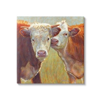 Stupell Industries Kissing Cows Farm Animals Canvas Wall Art
