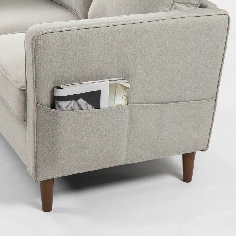 Hana Modern Linen Fabric Sofa/Couch with Armrest Pockets - Mellow, 6 of 11