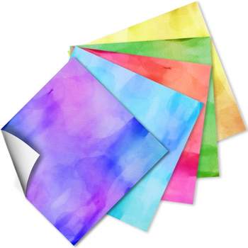 Craftopia Assorted Watercolor Vinyl Squares Adhesive Sheets, 5 Pack, Assorted Colors