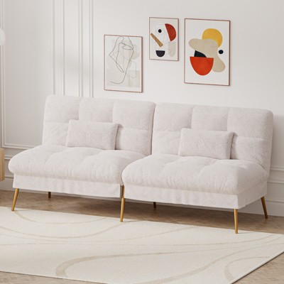 COMHOMA Convertible Futon Sofa Bed Soft Upholstered Futon Couch Fabric Sleeper Sofa