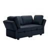 LOVMOR Contemporary Modern Upholstered Fabric Sofa with Storage Seats and Ottomans, 2 Seater Sofa Fabric Couch with Adjustable Arms and Backs - 4 of 4