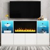 67.7" MDF High Gloss TV Stand with 34.2" Electric Fireplace, Sideboard Cabinet with LED Lights and Tempered Glass Shelves for Living Room - 2 of 4