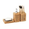 3pc Bath Set Natural - Mind Reader: Plastic Wastebasket, Spot Clean, Wood Look Accessories - 3 of 4