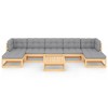 vidaXL Patio Furniture Set 8 Piece Outdoor Sectional Sofa Solid Wood Pine - Natural With Cushions - 3 of 4