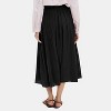 Women's Polka Dot Maxi Skirt - High Waist Pleated Midi Swing Skirt with Pockets for Beach & Cruise Solid Black - 3 of 4