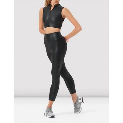 Women's Zola Zip Front Leather Look Crop Top - Bloch