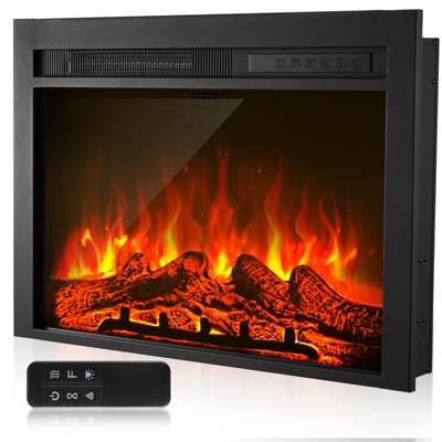 VEVOR Electric Fireplace Insert, 28.5 inch Recessed and Wall Mounted ,8h Timer & Remote Control, w/ 750W/1500W Dual Heating Modes, 5000BTU Black