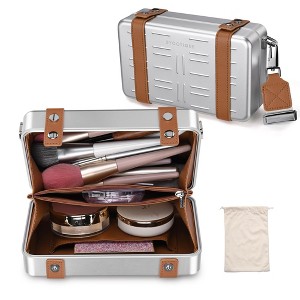 Byootique Portable Hard Shell Aluminum Handbag with Adjustable Strap Crossbody Cosmetic Case Clutch for Women - 1 of 4