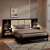 3-Piece Bedroom Set, Tufted Wingback Bed With 2 Nightstands, Nightstands With Drawers, Queen Size Solid Wood Bed Frame-Cuddlewood - 2 of 4